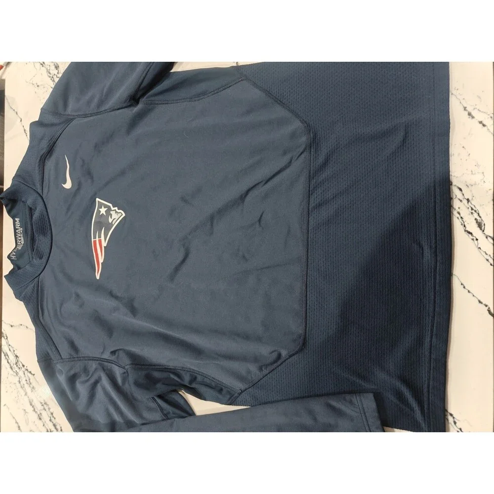 New England Patriot Shirt Men XL Blue Nike Hyperwarm Shield Dri Fit Training NFL